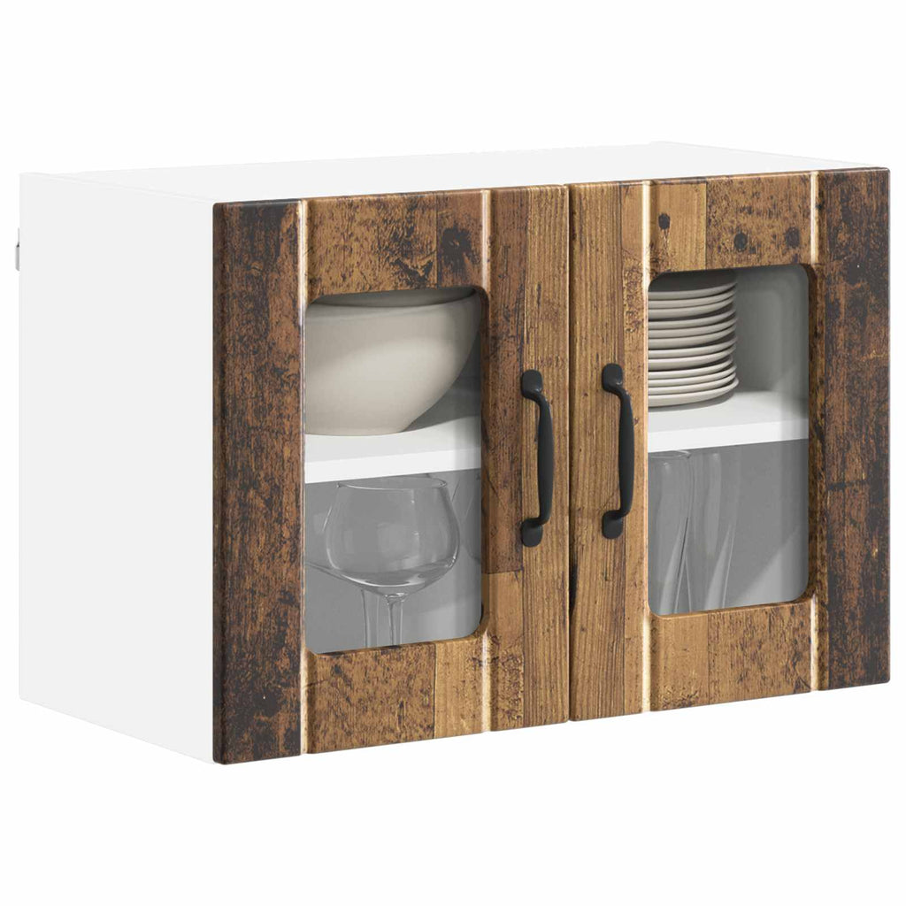 vidaXL Szafka szklana na ścianę LUCCA 2 pcs Stare drewno