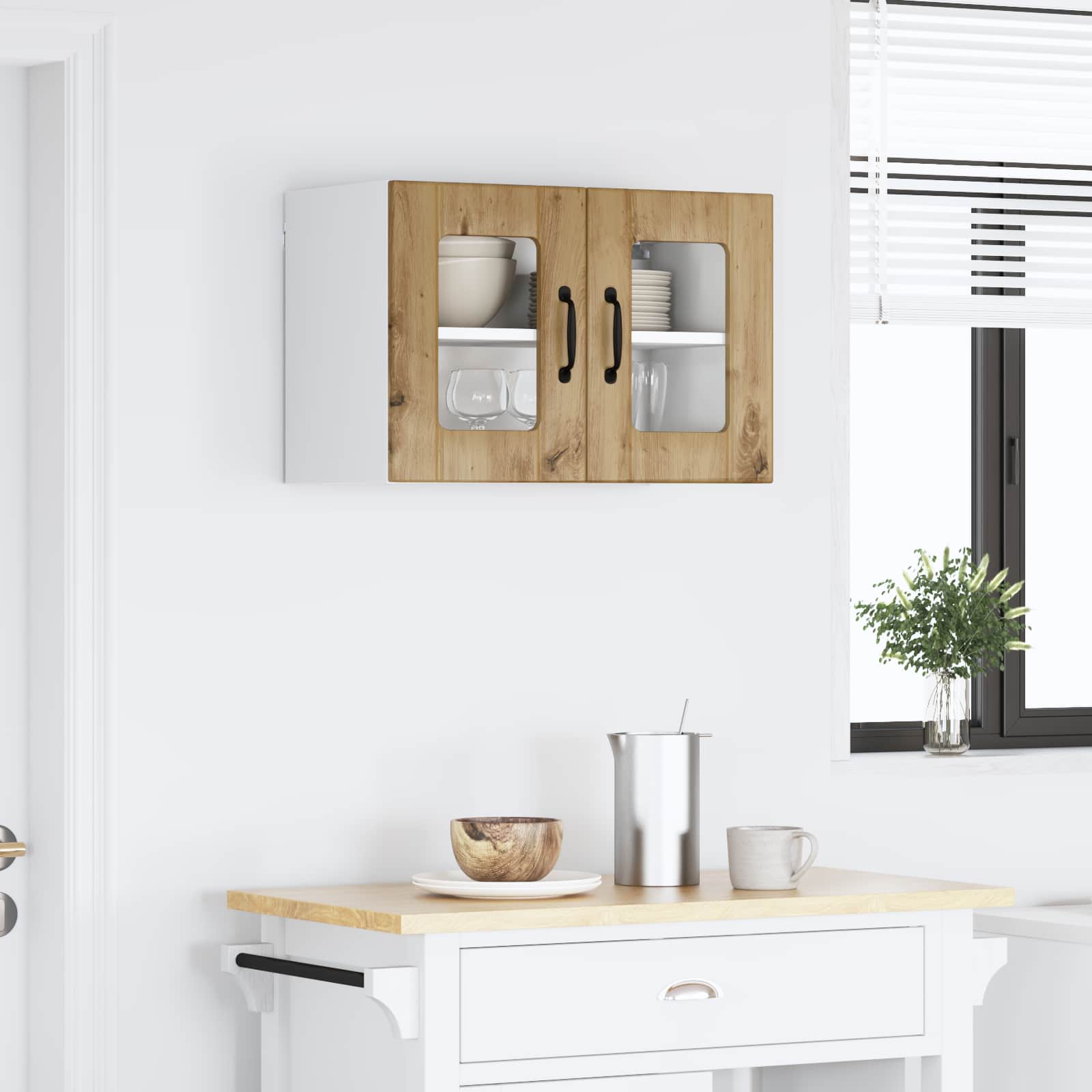 vidaXL Szafka szklana na ścianę LUCCA Dąb artisan 60 x 31 x 40 cm