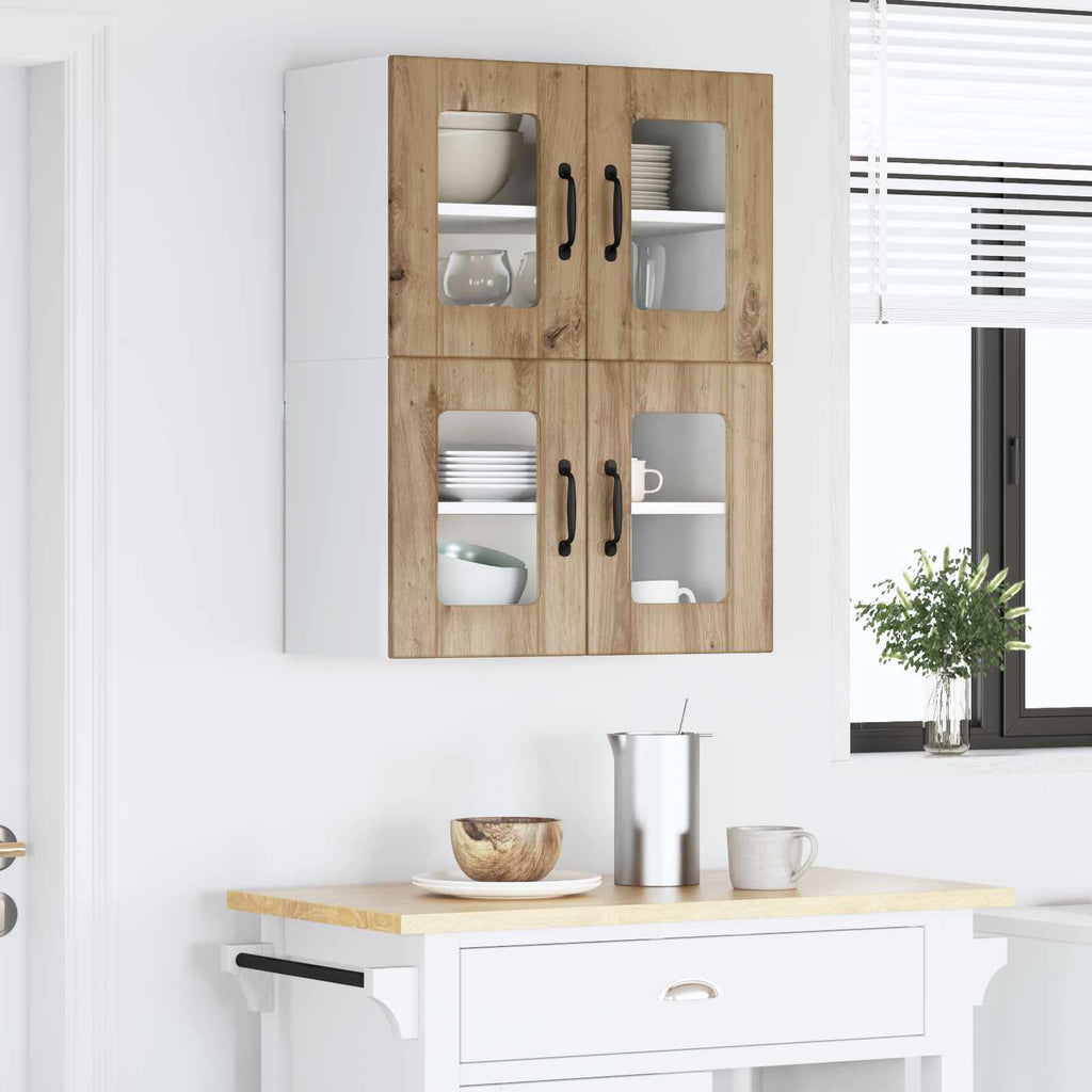vidaXL Szafka szklana na ścianę LUCCA 2 pcs Dąb artisan