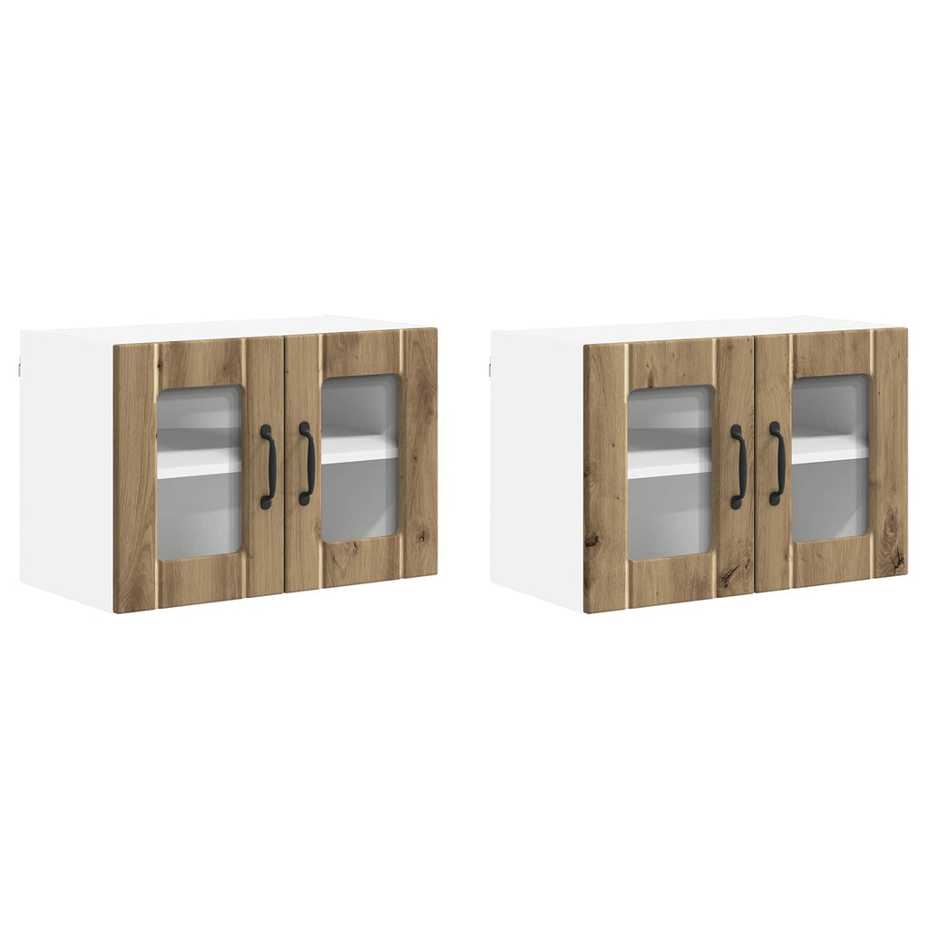 vidaXL Szafka szklana na ścianę LUCCA 2 pcs Dąb artisan