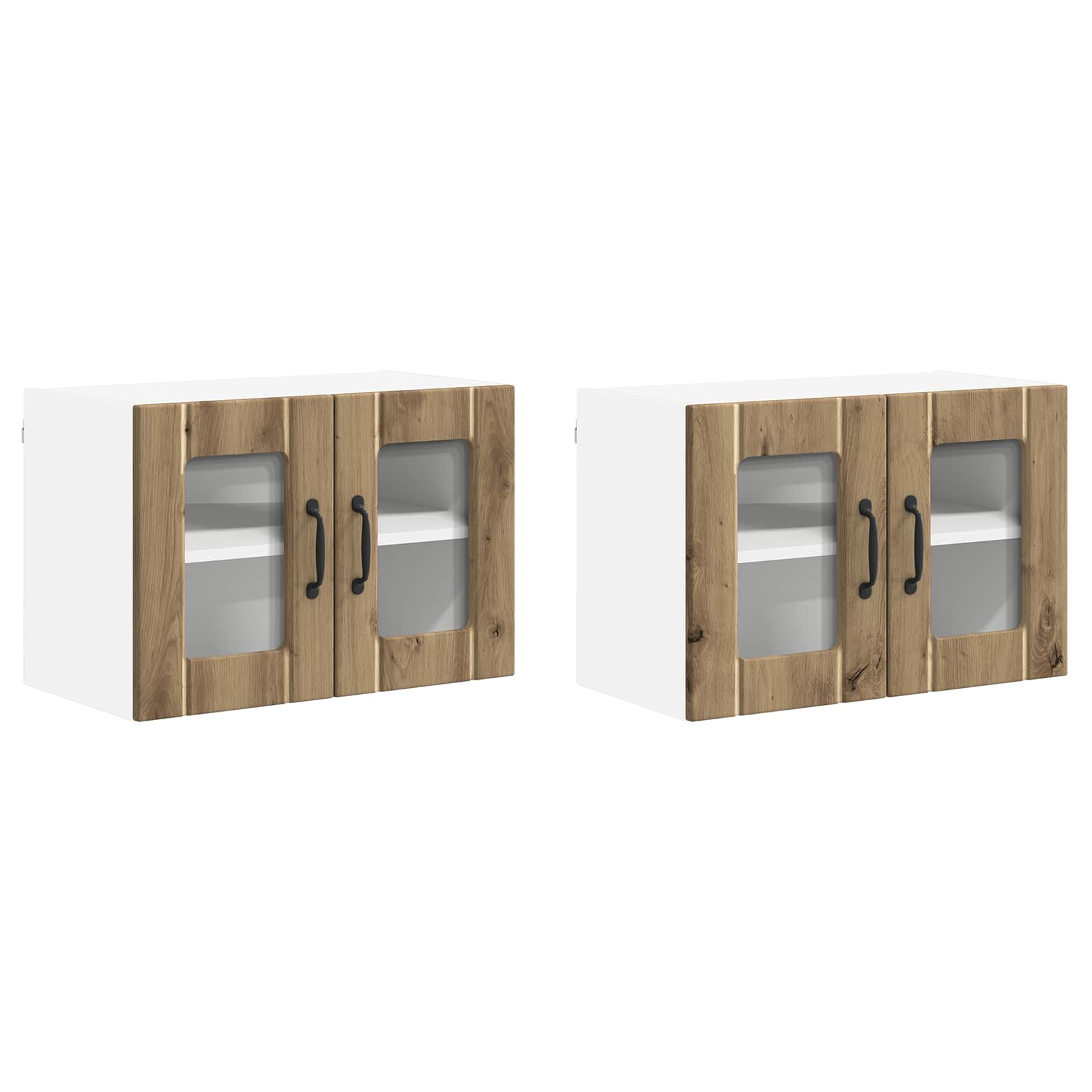 vidaXL Szafka szklana na ścianę LUCCA 2 pcs Dąb artisan