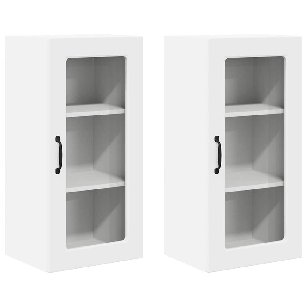 vidaXL Szafka szklana na ścianę LUCCA 2 pcs Biały 40 x 31 x 80 cm