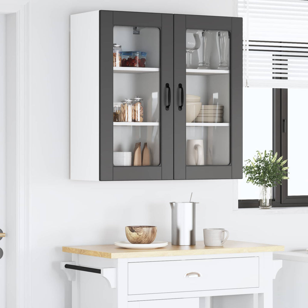 vidaXL Szafka szklana na ścianę LUCCA 2 pcs Czarny 40 x 31 x 80 cm