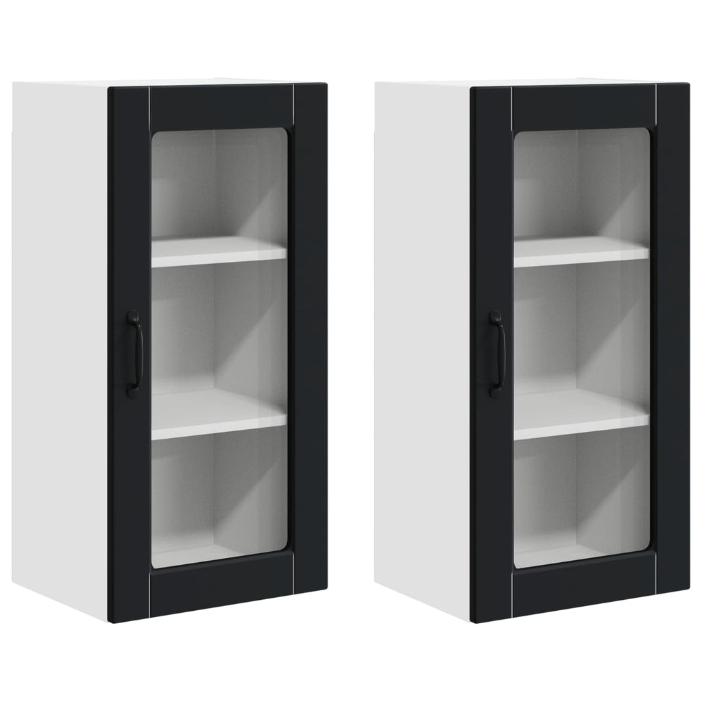 vidaXL Szafka szklana na ścianę LUCCA 2 pcs Czarny 40 x 31 x 80 cm