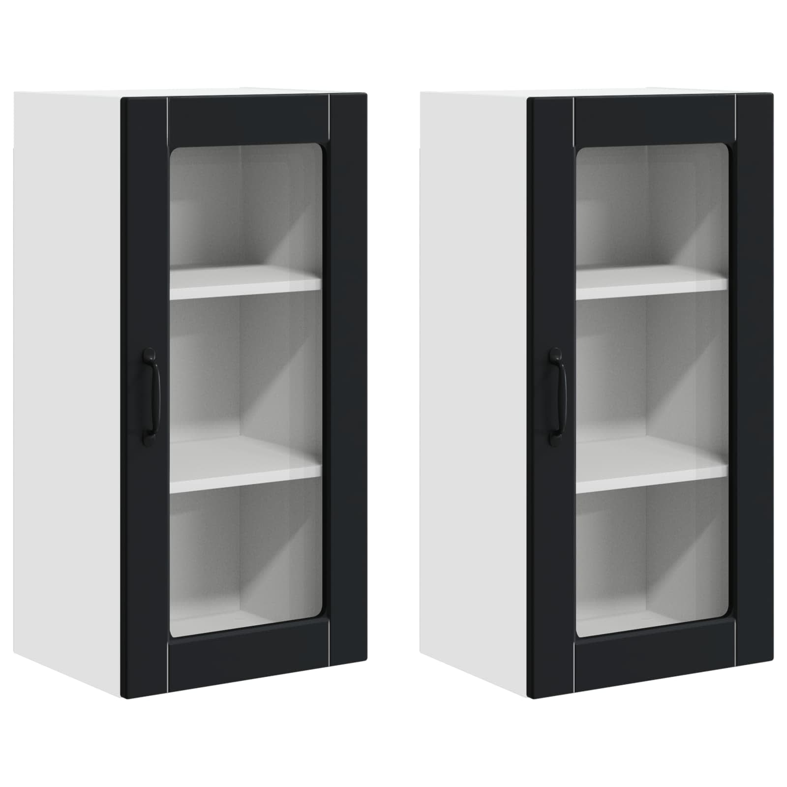 vidaXL Szafka szklana na ścianę LUCCA 2 pcs Czarny 40 x 31 x 80 cm
