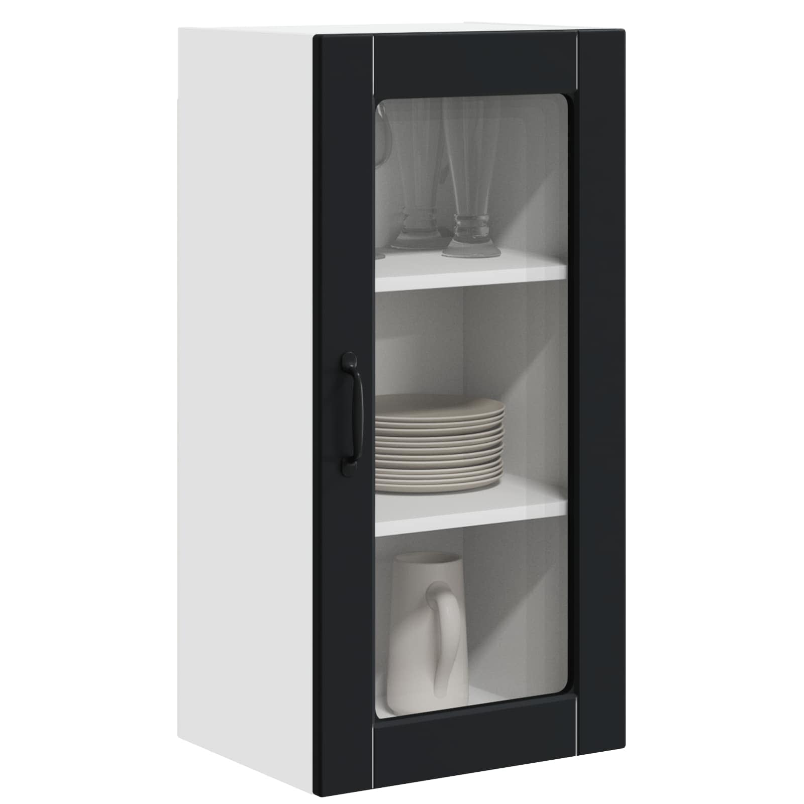 vidaXL Szafka szklana na ścianę LUCCA 2 pcs Czarny 40 x 31 x 80 cm