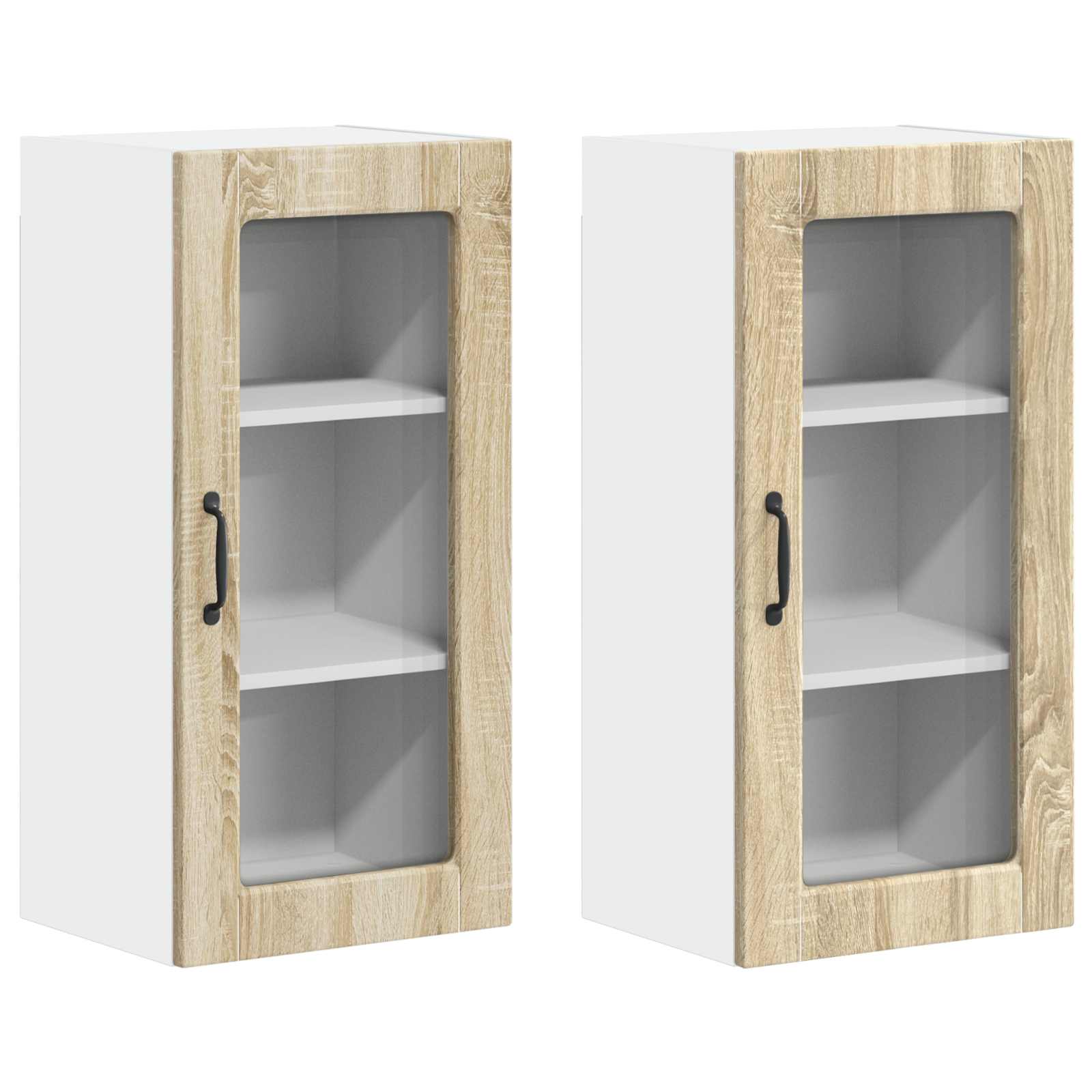 vidaXL Szafka szklana na ścianę LUCCA 2 pcs dąb Sonoma 40 x 31 x 80 cm
