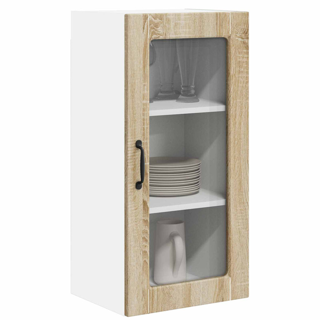 vidaXL Szafka szklana na ścianę LUCCA 2 pcs dąb Sonoma 40 x 31 x 80 cm