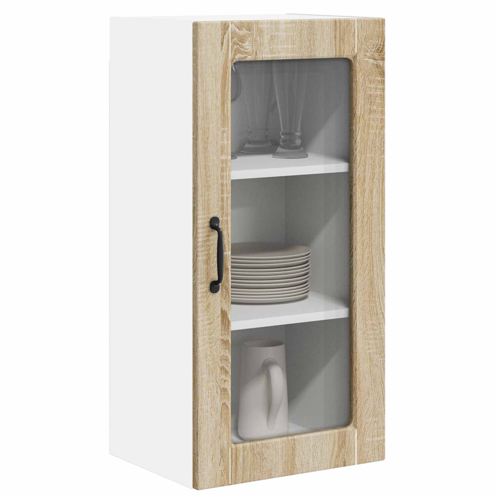 vidaXL Szafka szklana na ścianę LUCCA 2 pcs dąb Sonoma 40 x 31 x 80 cm