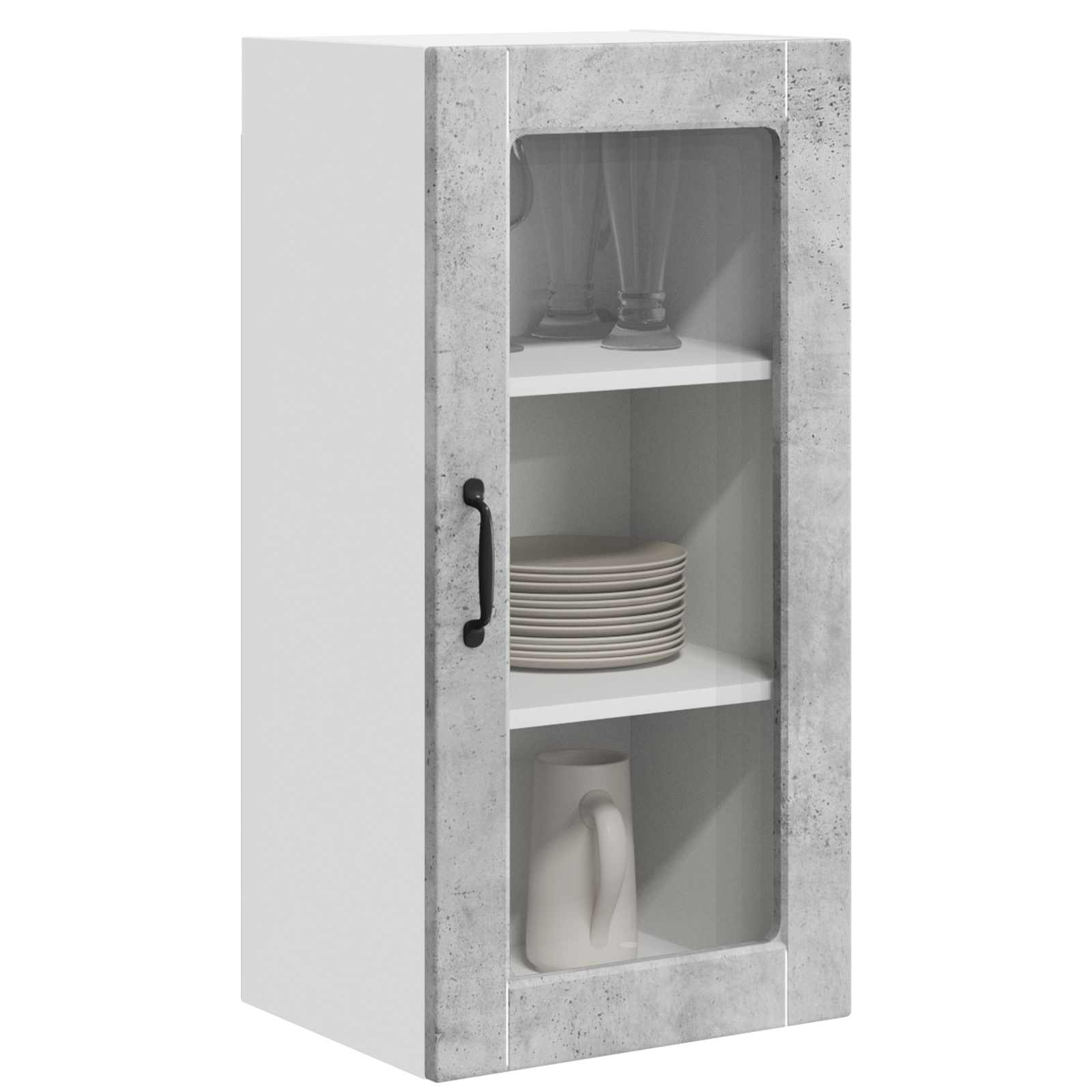 vidaXL Szafka szklana na ścianę LUCCA Betonowy szary 40 x 31 x 80 cm