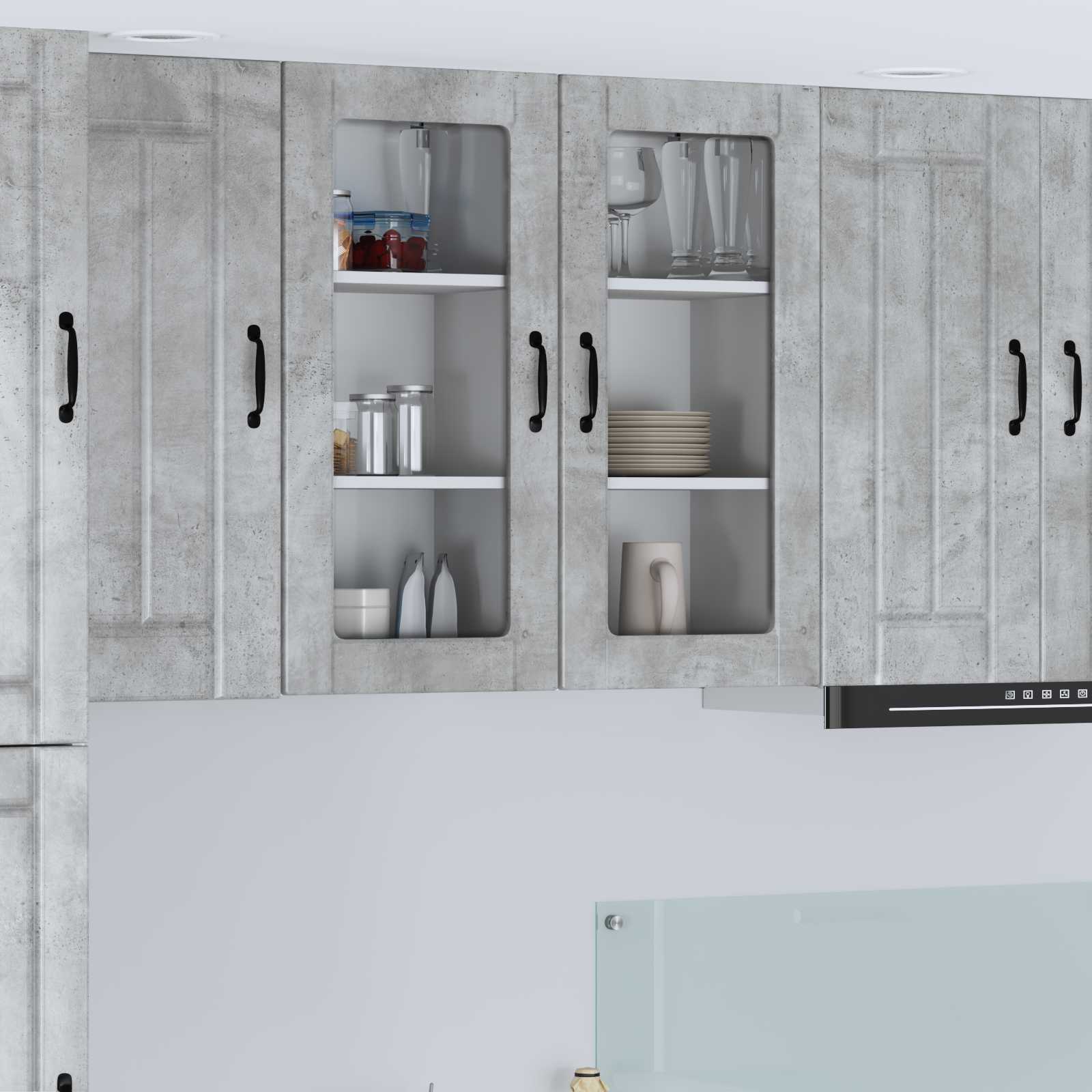 vidaXL Szafka szklana na ścianę LUCCA 2 pcs Betonowy szary