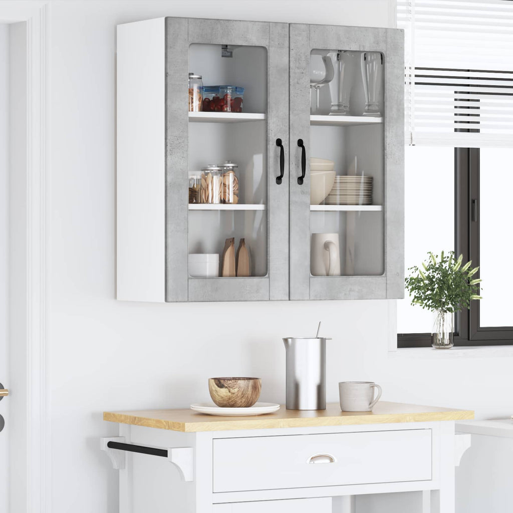 vidaXL Szafka szklana na ścianę LUCCA 2 pcs Betonowy szary
