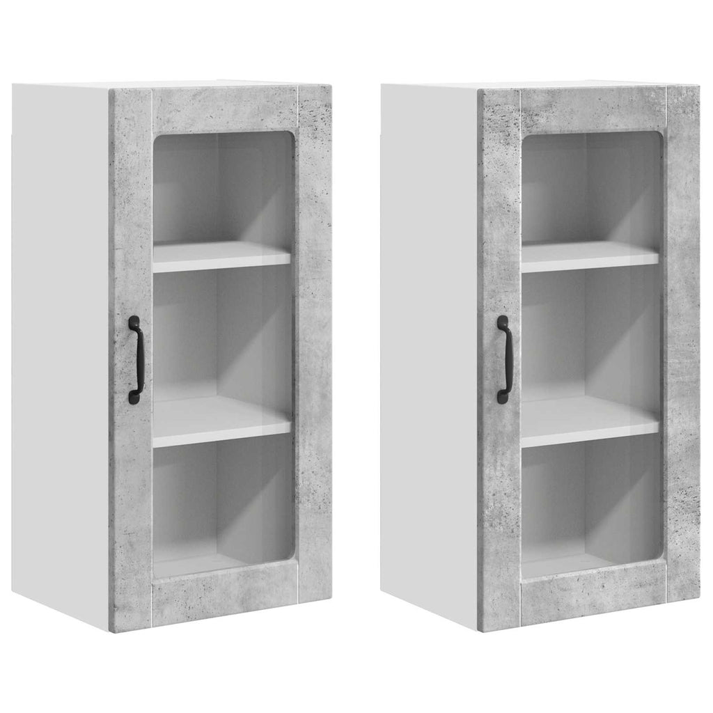 vidaXL Szafka szklana na ścianę LUCCA 2 pcs Betonowy szary