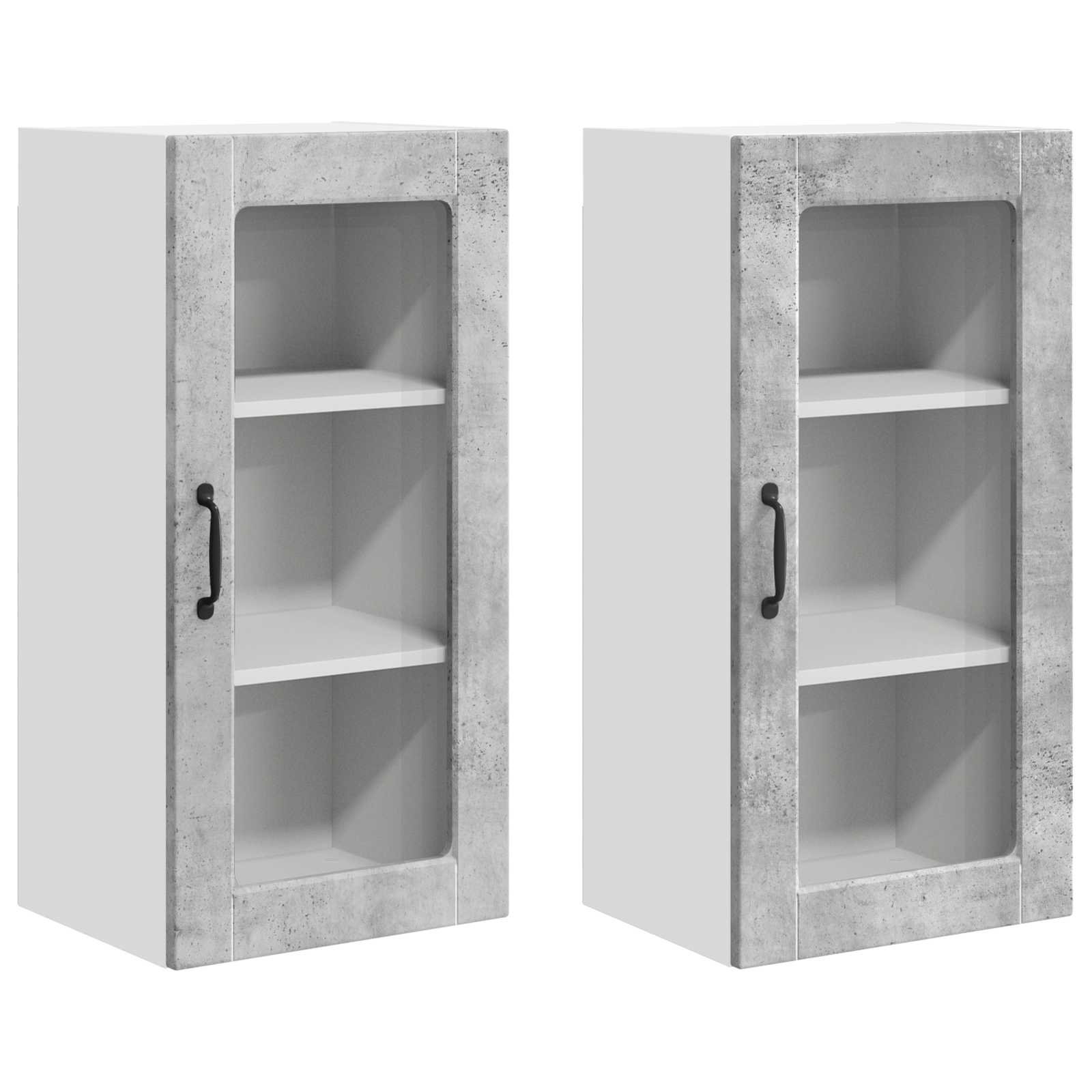vidaXL Szafka szklana na ścianę LUCCA 2 pcs Betonowy szary