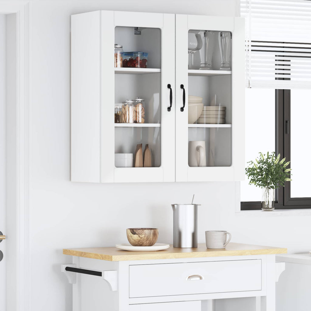 vidaXL Szafka szklana na ścianę LUCCA 2 pcs Biały wysoki połysk