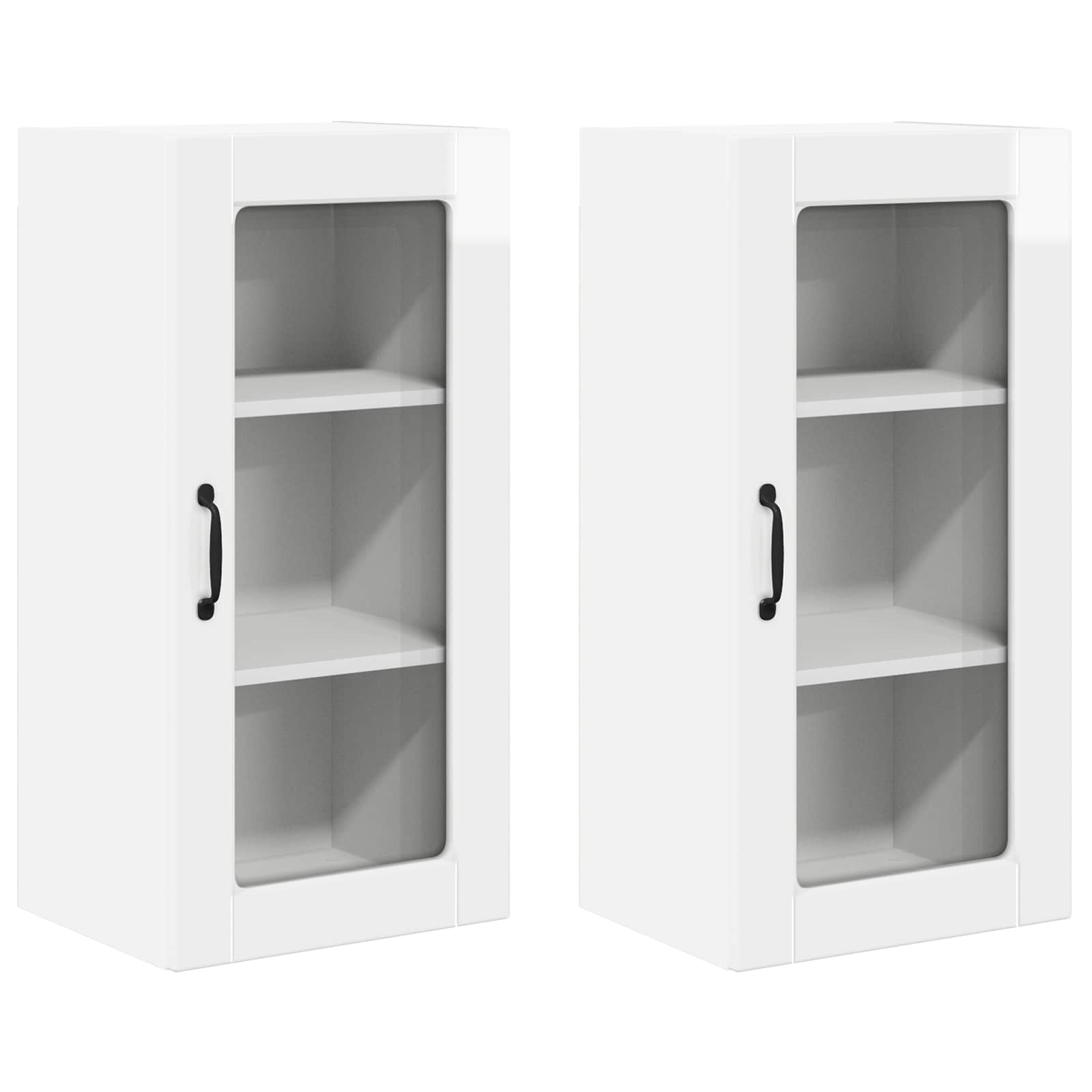 vidaXL Szafka szklana na ścianę LUCCA 2 pcs Biały wysoki połysk