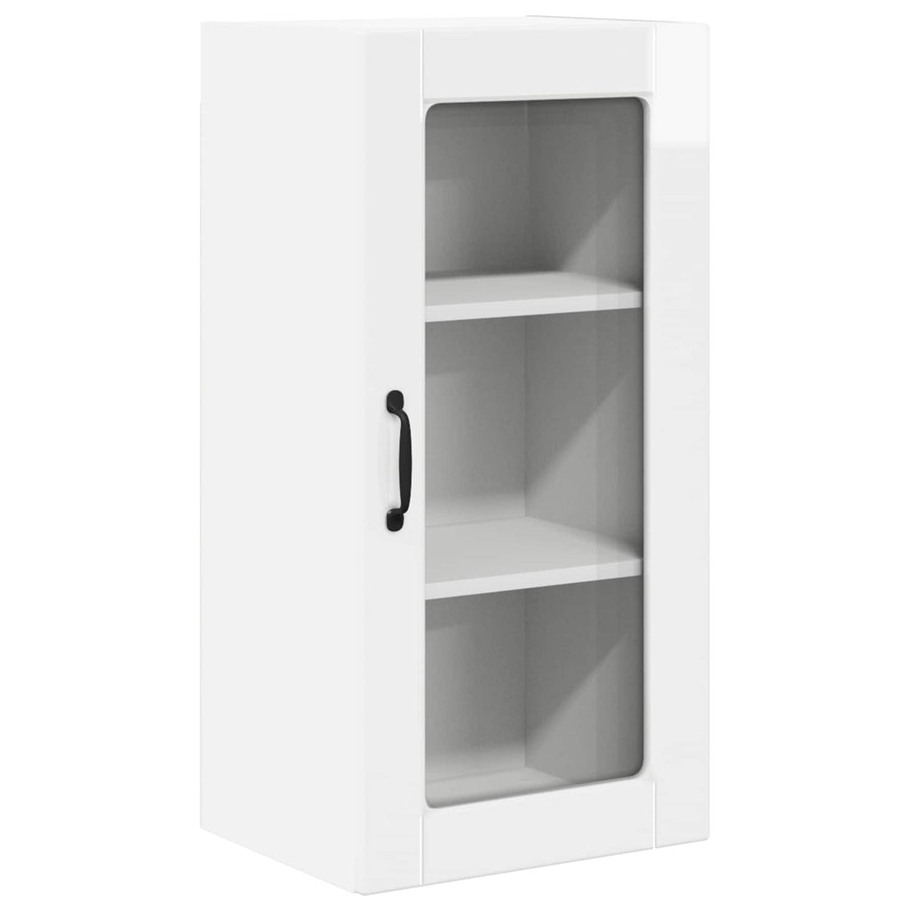 vidaXL Szafka szklana na ścianę LUCCA 2 pcs Biały wysoki połysk