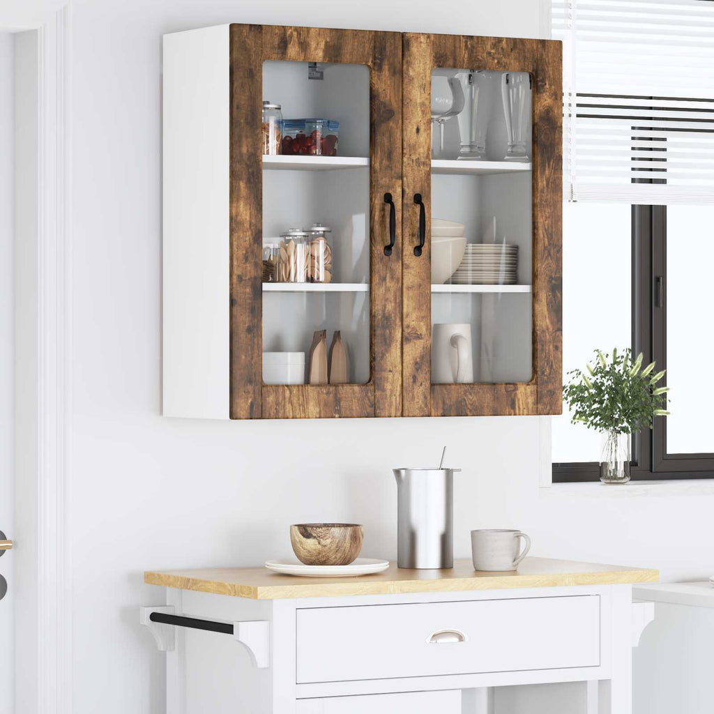 vidaXL Szafka szklana na ścianę LUCCA 2 pcs Dąb wędzony