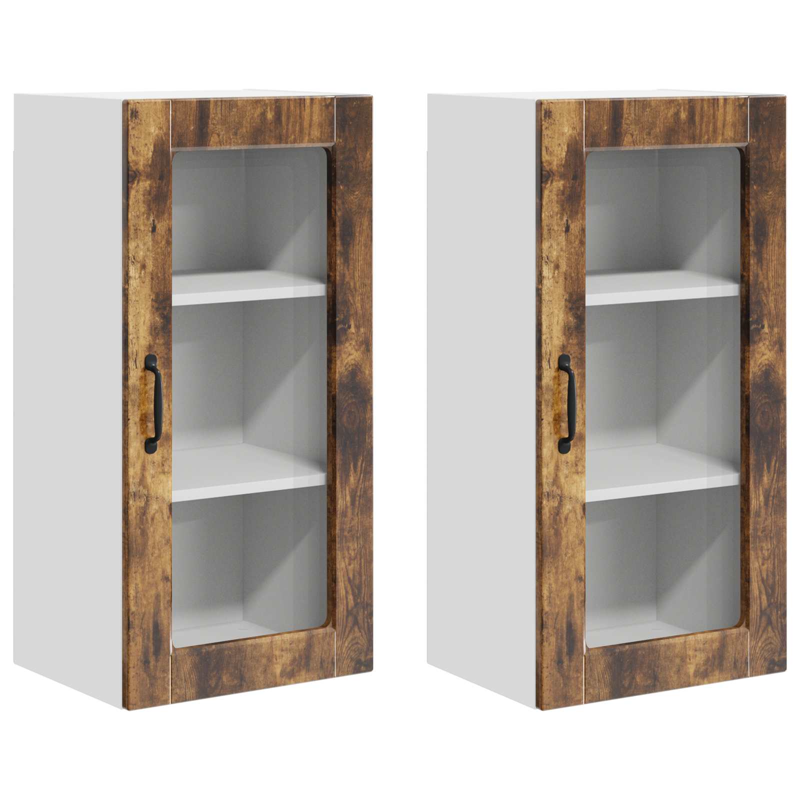 vidaXL Szafka szklana na ścianę LUCCA 2 pcs Dąb wędzony