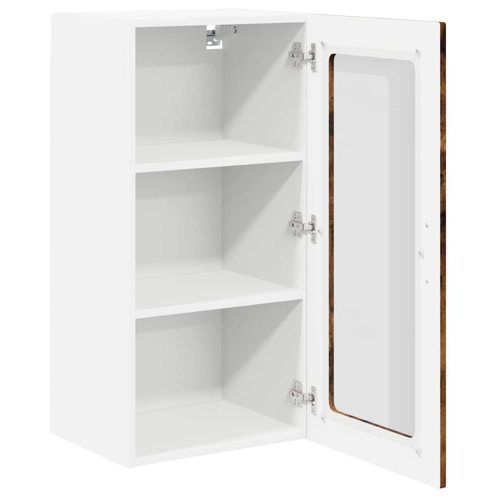 vidaXL Szafka szklana na ścianę LUCCA 2 pcs Dąb wędzony
