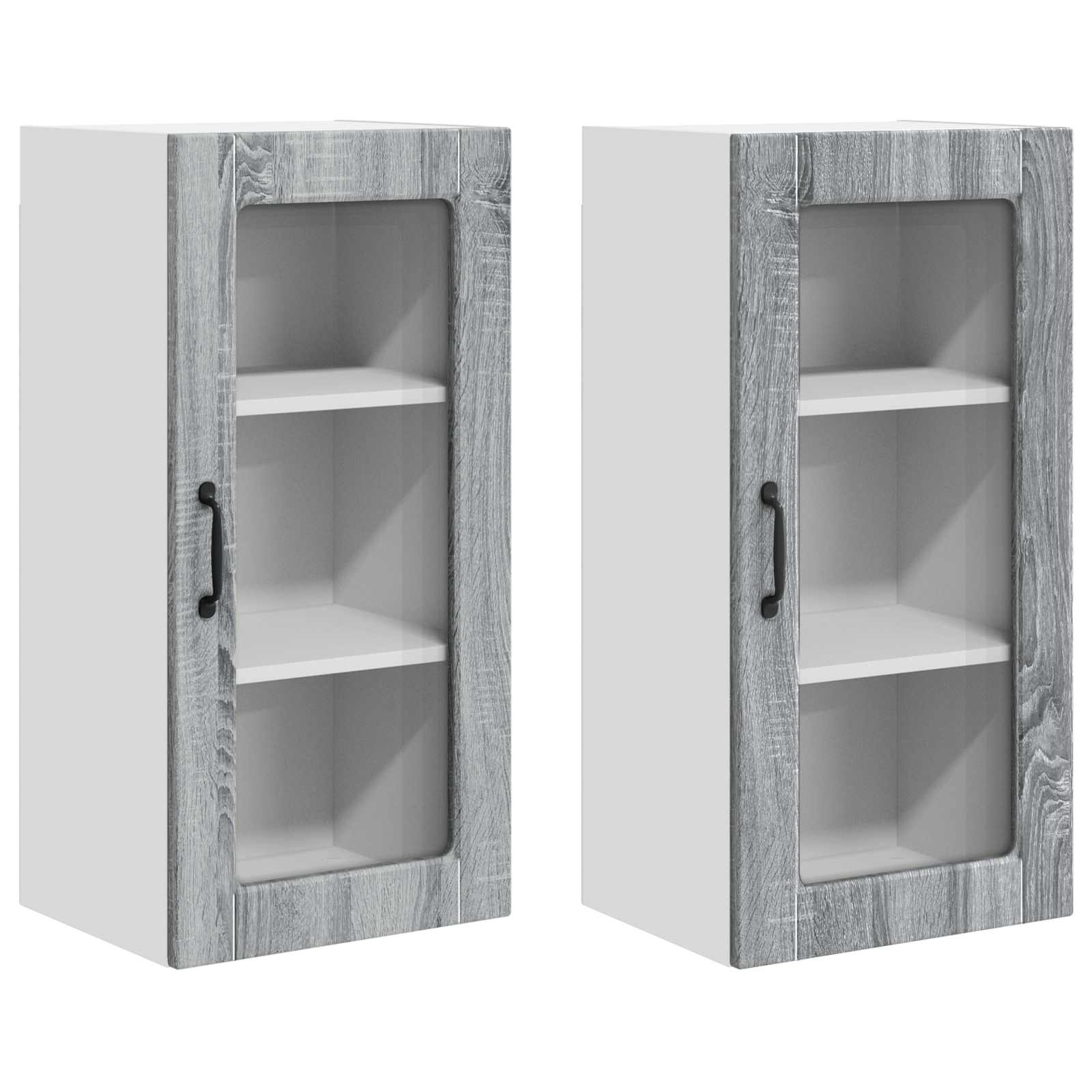 vidaXL Szafka szklana na ścianę LUCCA 2 pcs Szary Sonoma