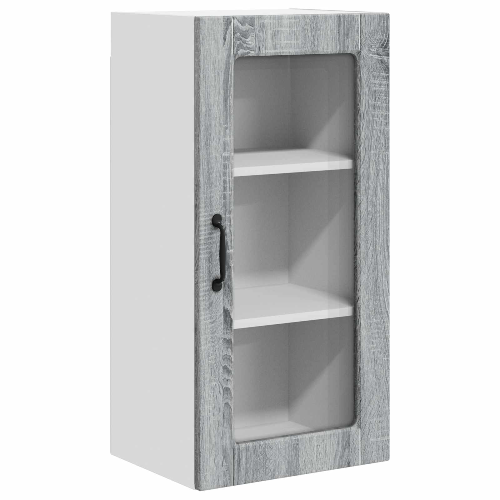 vidaXL Szafka szklana na ścianę LUCCA 2 pcs Szary Sonoma