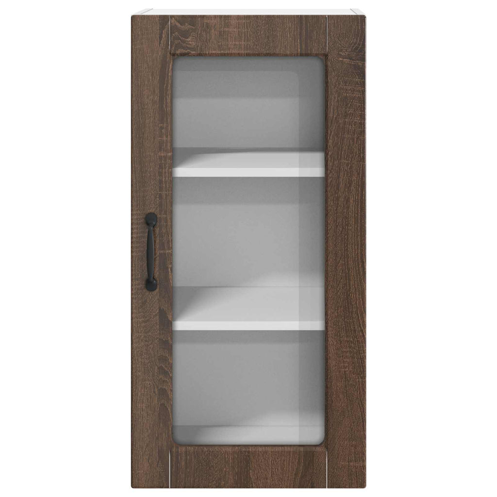 vidaXL Szafka szklana na ścianę LUCCA Brązowy dąb 40 x 31 x 80 cm