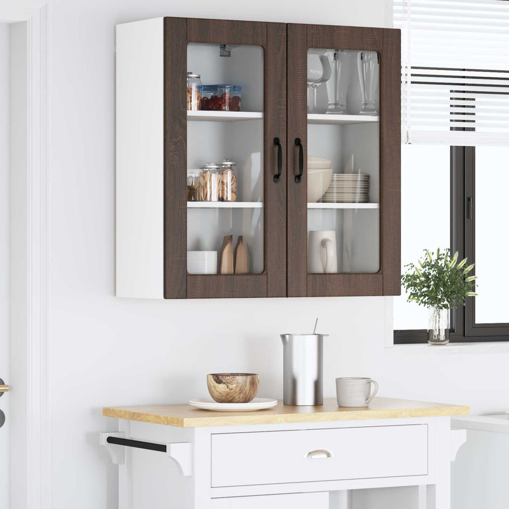 vidaXL Szafka szklana na ścianę LUCCA 2 pcs Brązowy dąb