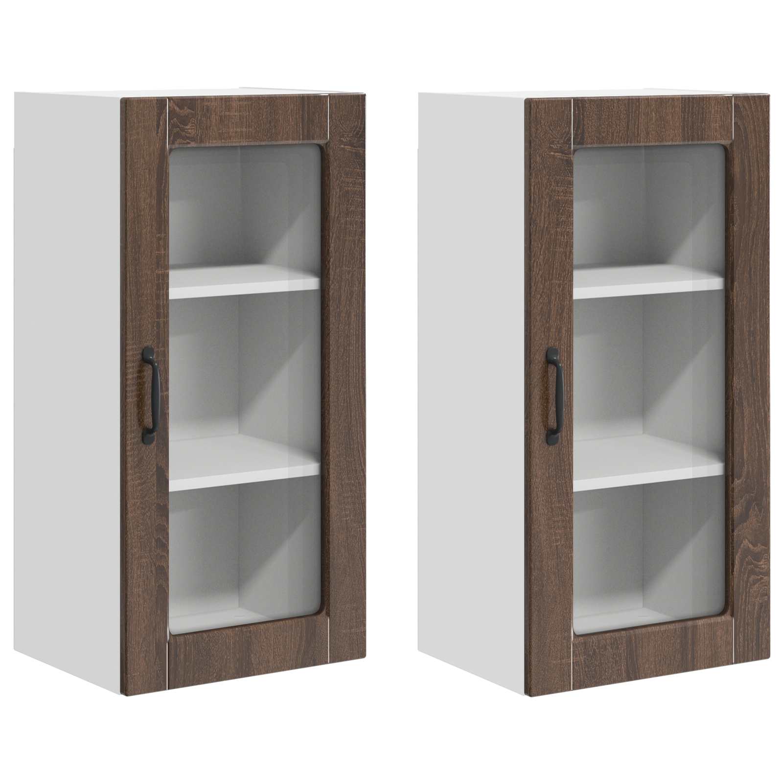 vidaXL Szafka szklana na ścianę LUCCA 2 pcs Brązowy dąb