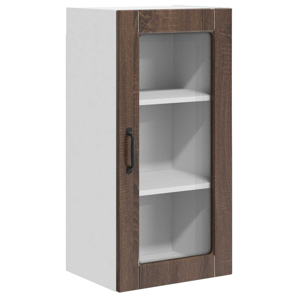 vidaXL Szafka szklana na ścianę LUCCA 2 pcs Brązowy dąb