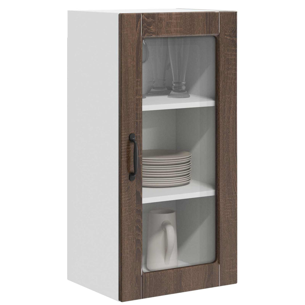 vidaXL Szafka szklana na ścianę LUCCA 2 pcs Brązowy dąb