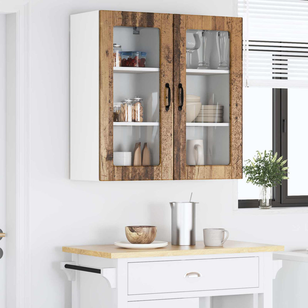 vidaXL Szafka szklana na ścianę LUCCA 2 pcs Stare drewno