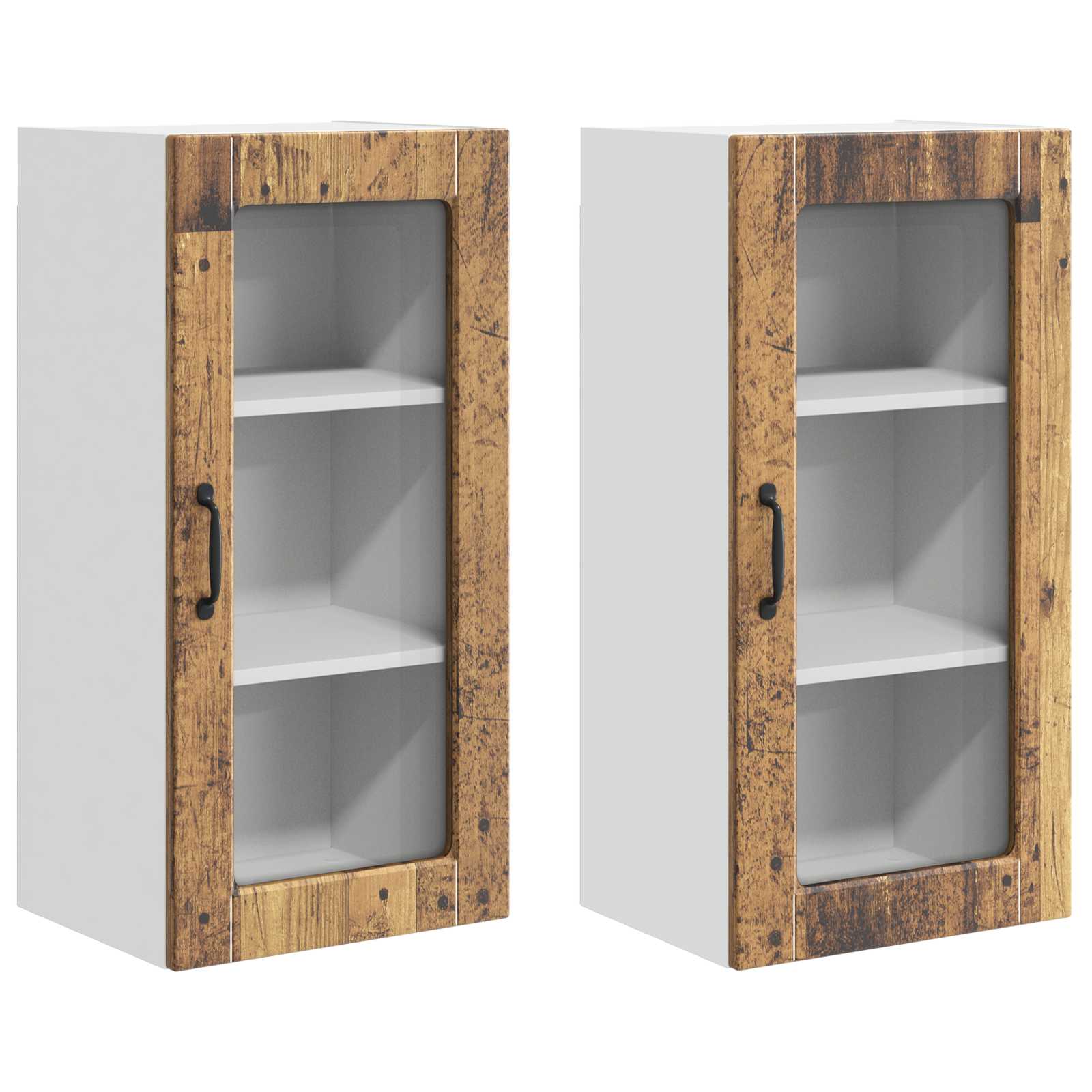 vidaXL Szafka szklana na ścianę LUCCA 2 pcs Stare drewno