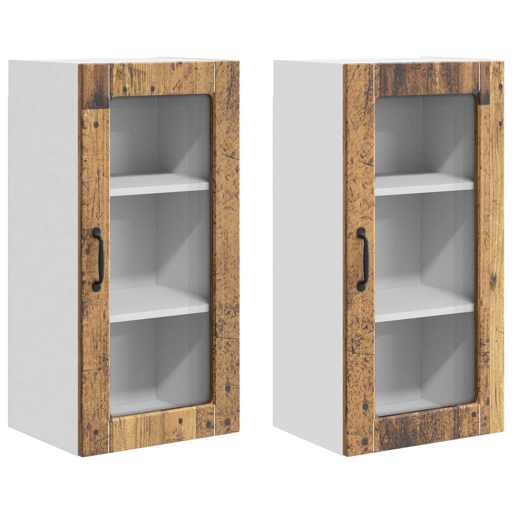 vidaXL Szafka szklana na ścianę LUCCA 2 pcs Stare drewno