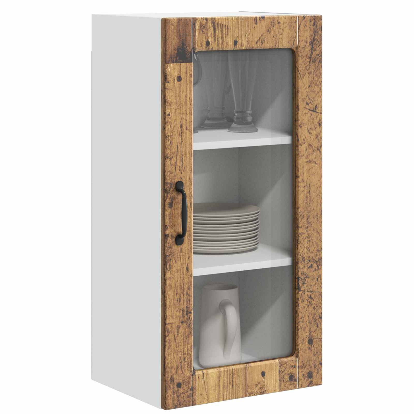 vidaXL Szafka szklana na ścianę LUCCA 2 pcs Stare drewno