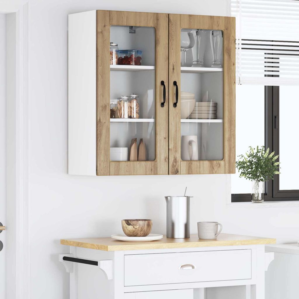 vidaXL Szafka szklana na ścianę LUCCA 2 pcs Dąb artisan