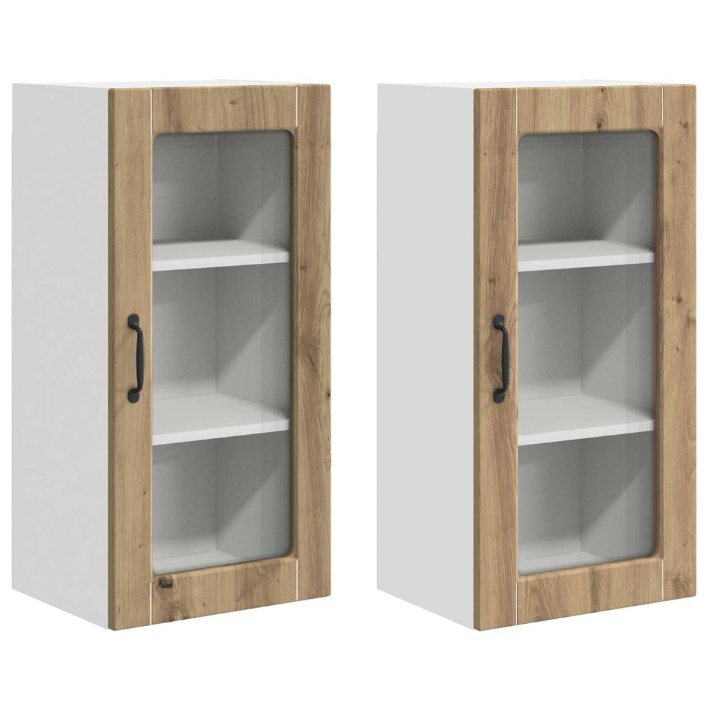 vidaXL Szafka szklana na ścianę LUCCA 2 pcs Dąb artisan