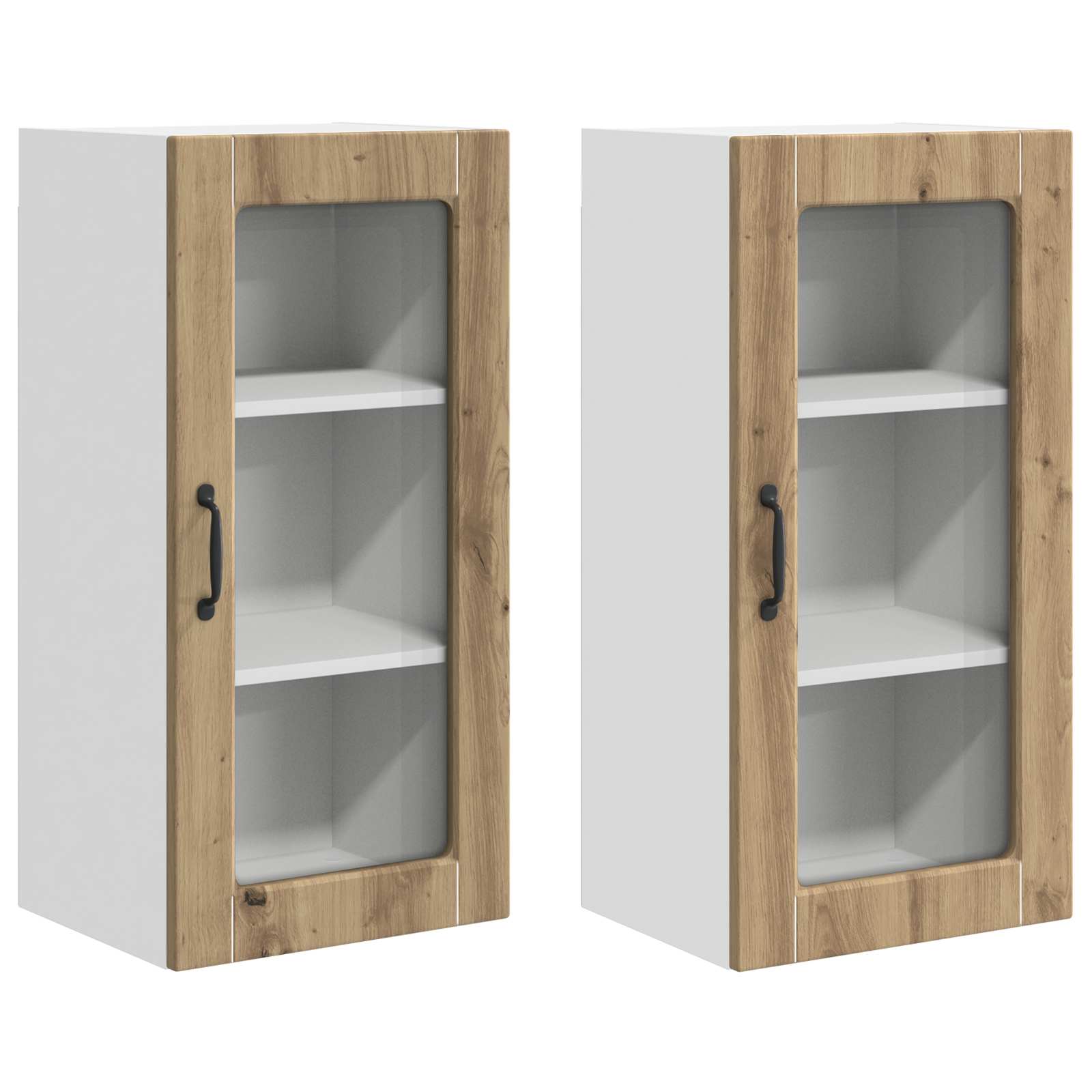 vidaXL Szafka szklana na ścianę LUCCA 2 pcs Dąb artisan
