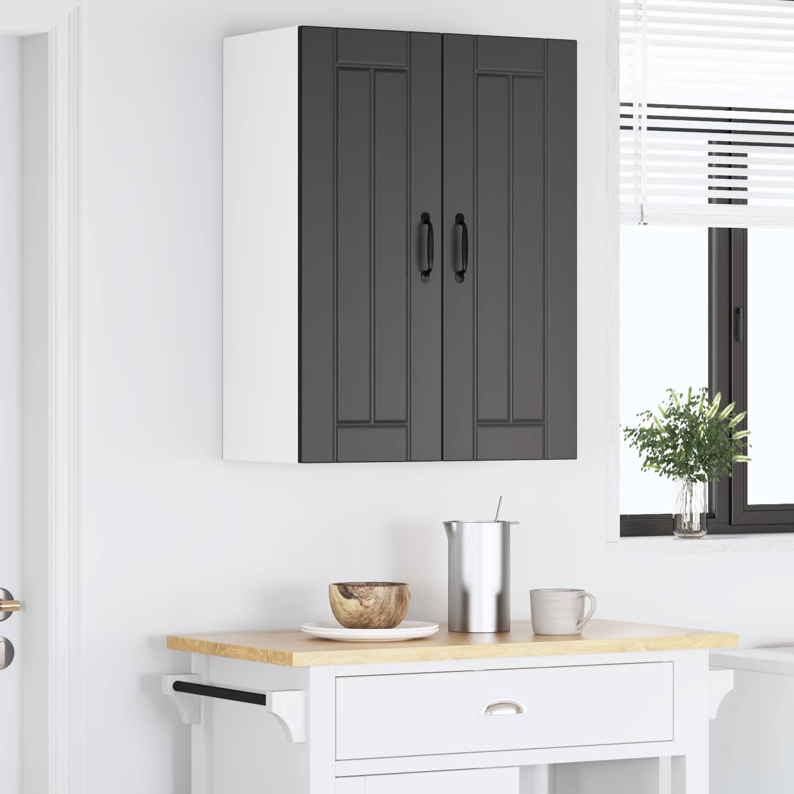 vidaXL Szafka ścienna LUCCA 2 pcs Czarny 30 x 31 x 80 cm