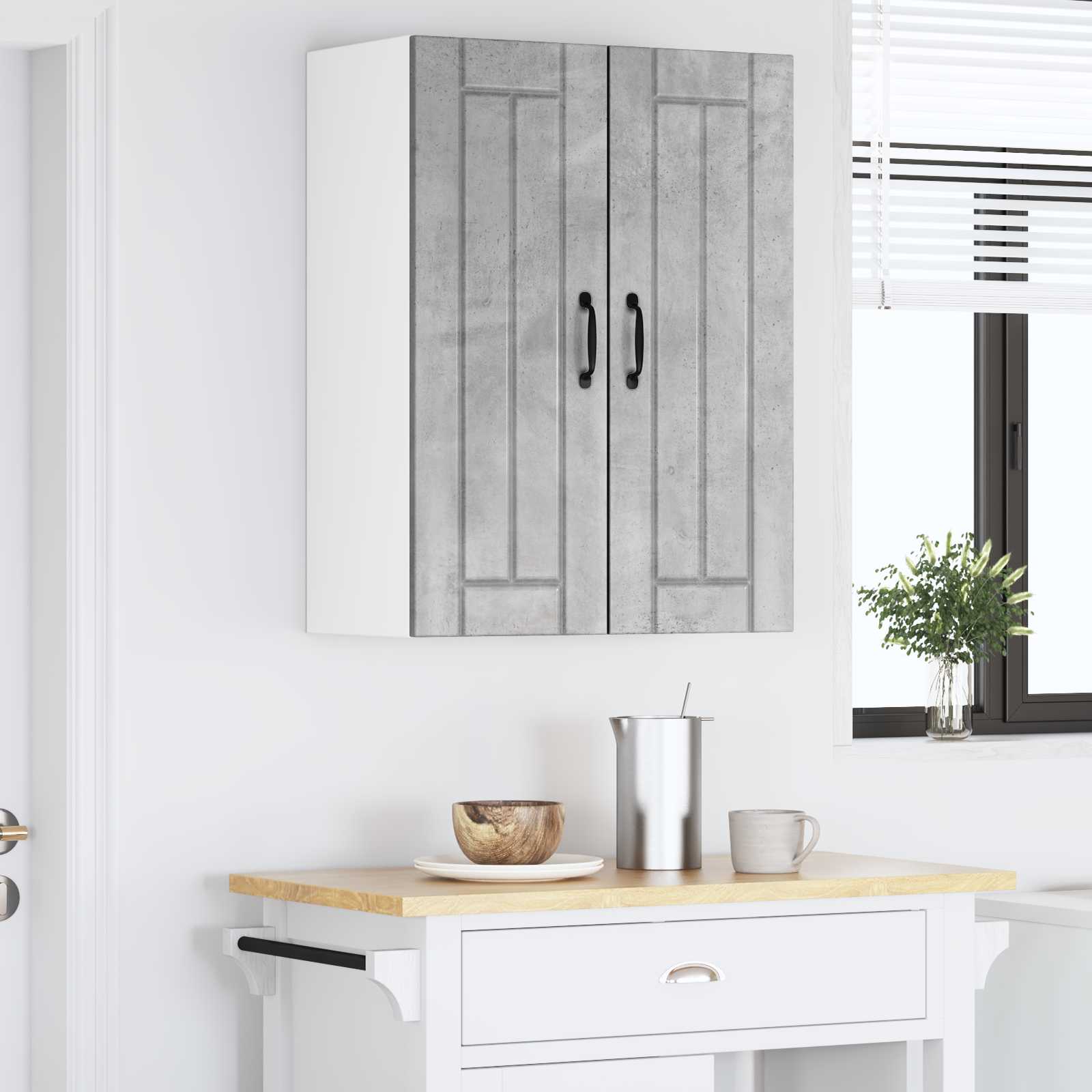 vidaXL Szafka ścienna LUCCA 2 pcs Betonowy szary 30 x 31 x 80 cm