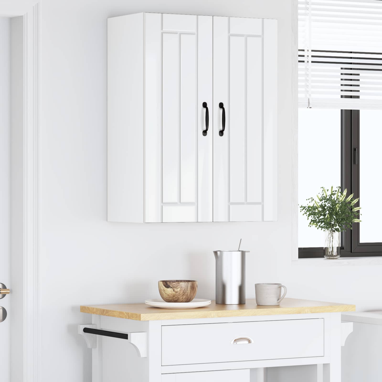 vidaXL Szafka ścienna LUCCA 2 pcs Biały wysoki połysk 30 x 31 x 80 cm
