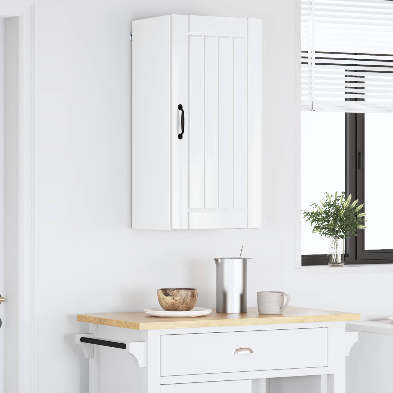 vidaXL Szafka ścienna LUCCA Biały wysoki połysk 40 x 31 x 80 cm