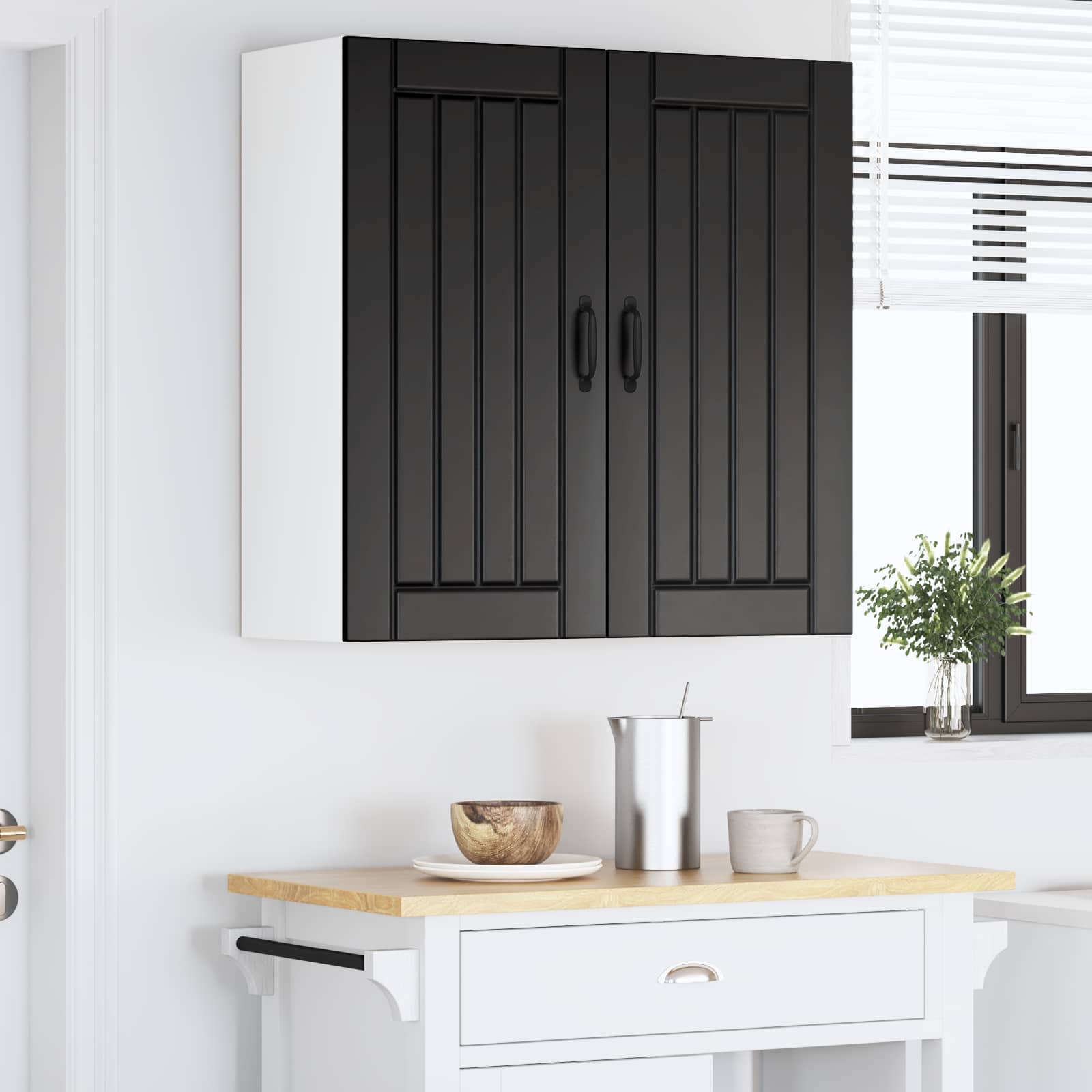 vidaXL Szafka ścienna LUCCA Czarny 80 x 31 x 80 cm Drewno inżynieryjne