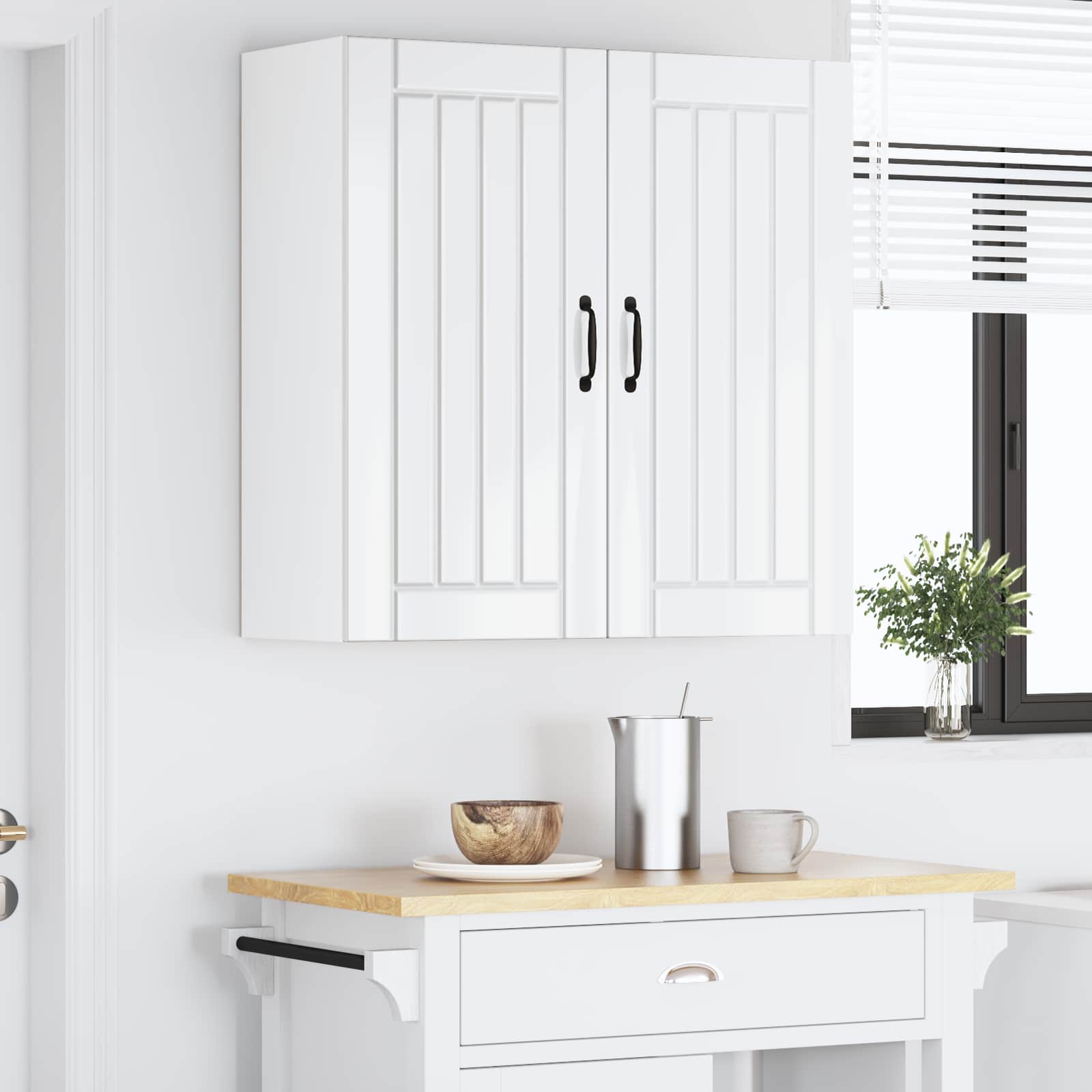 vidaXL Szafka ścienna LUCCA Biały wysoki połysk 80 x 31 x 80 cm