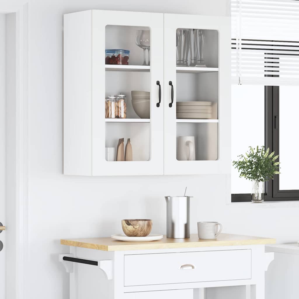 vidaXL Szafka szklana na ścianę LUCCA Biały 80 x 31 x 80 cm