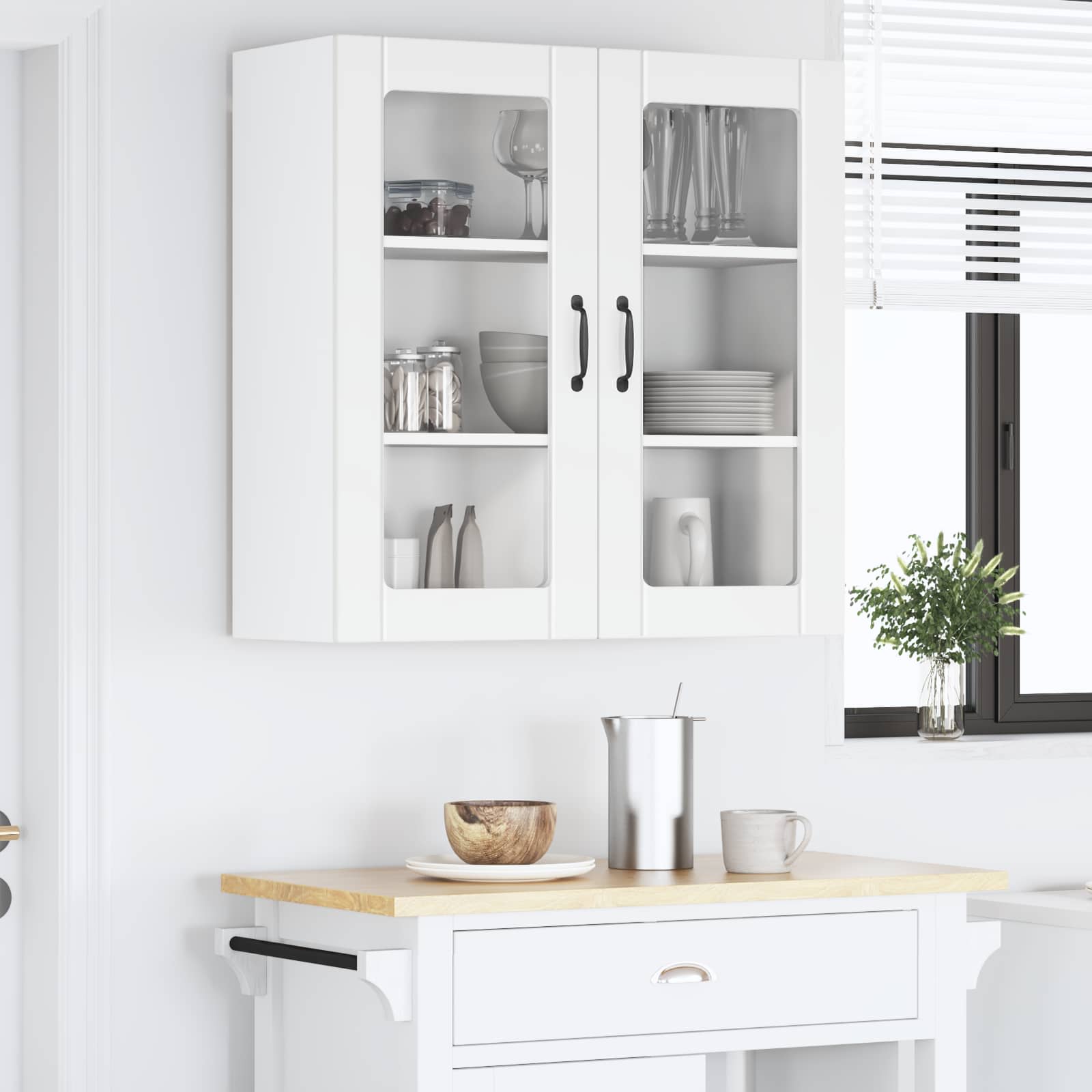 vidaXL Szafka szklana na ścianę LUCCA Biały 80 x 31 x 80 cm
