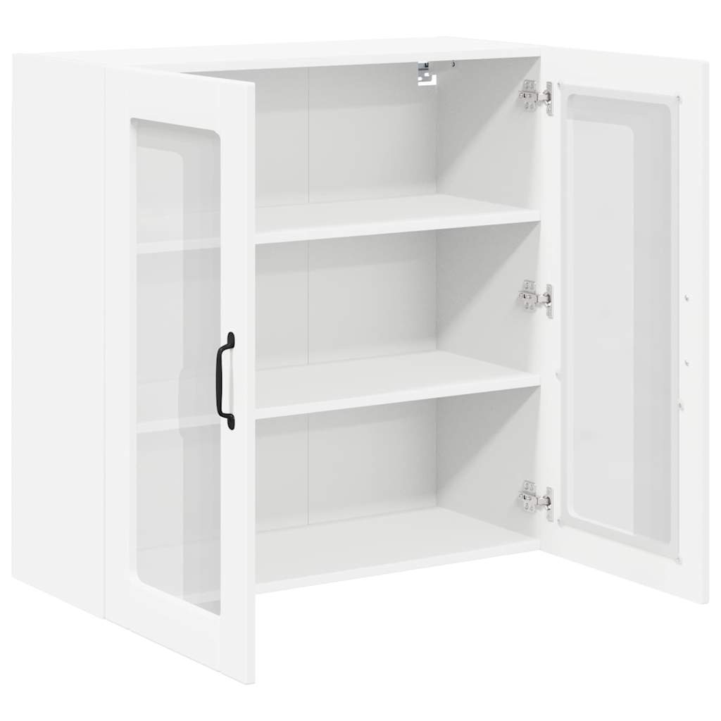 vidaXL Szafka szklana na ścianę LUCCA Biały 80 x 31 x 80 cm