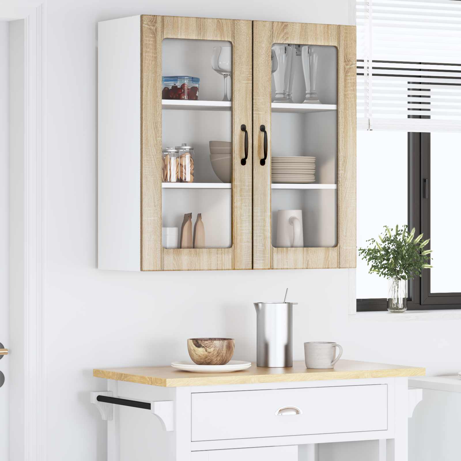 vidaXL Szafka szklana na ścianę LUCCA dąb Sonoma 80 x 31 x 80 cm