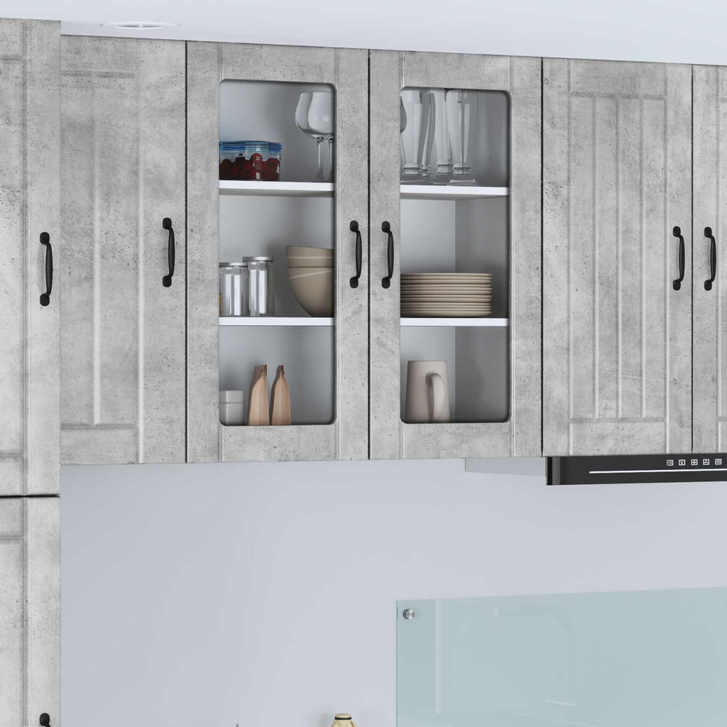 vidaXL Szafka szklana na ścianę LUCCA Betonowy szary 80 x 31 x 80 cm