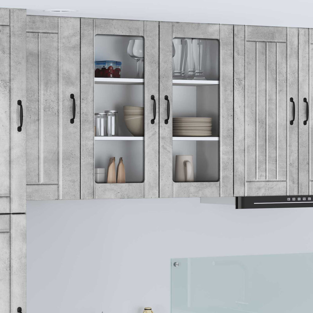 vidaXL Szafka szklana na ścianę LUCCA Betonowy szary 80 x 31 x 80 cm